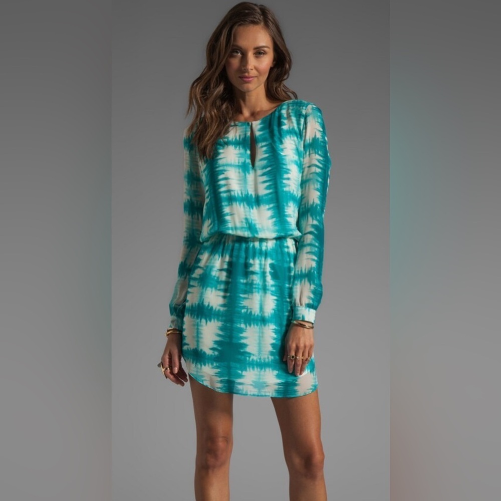 Rory Becca Revolve Ladera Open Back Teal Tie-Dye Long Sleeve Dress Small - Picture 1 of 8